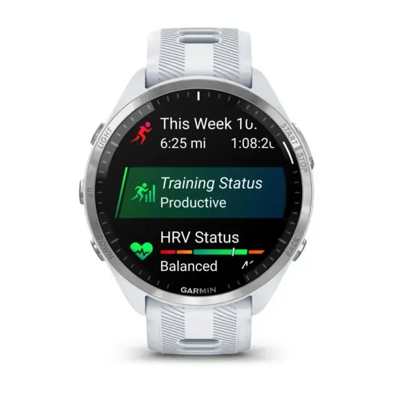 Garmin Forerunner 965 белые, титановый безель, с белым ремешком