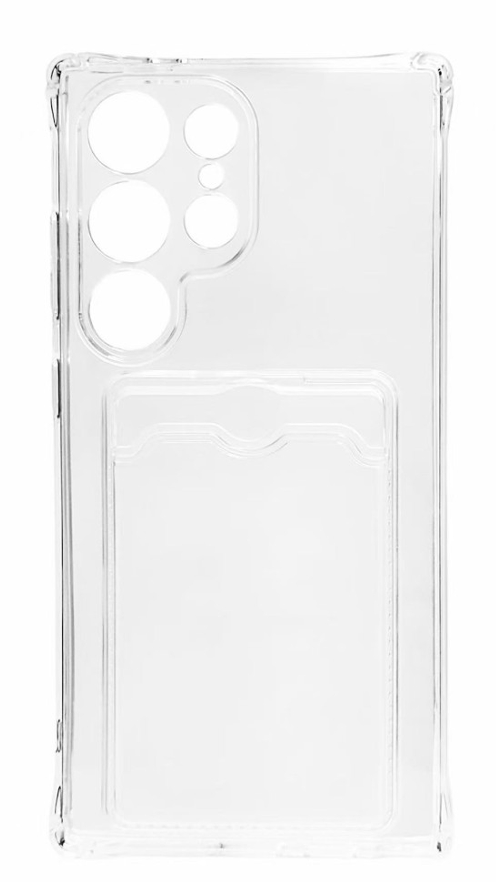 Чехол-накладка силикон с карманом под карту Samsung Galaxy S24 Ultra прозрачный