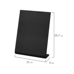 Табличка меловая настольная А4 (21x29,7 см), L-образная, вертикальная, ПВХ, ЧЕРНАЯ, BRAUBERG, 291292