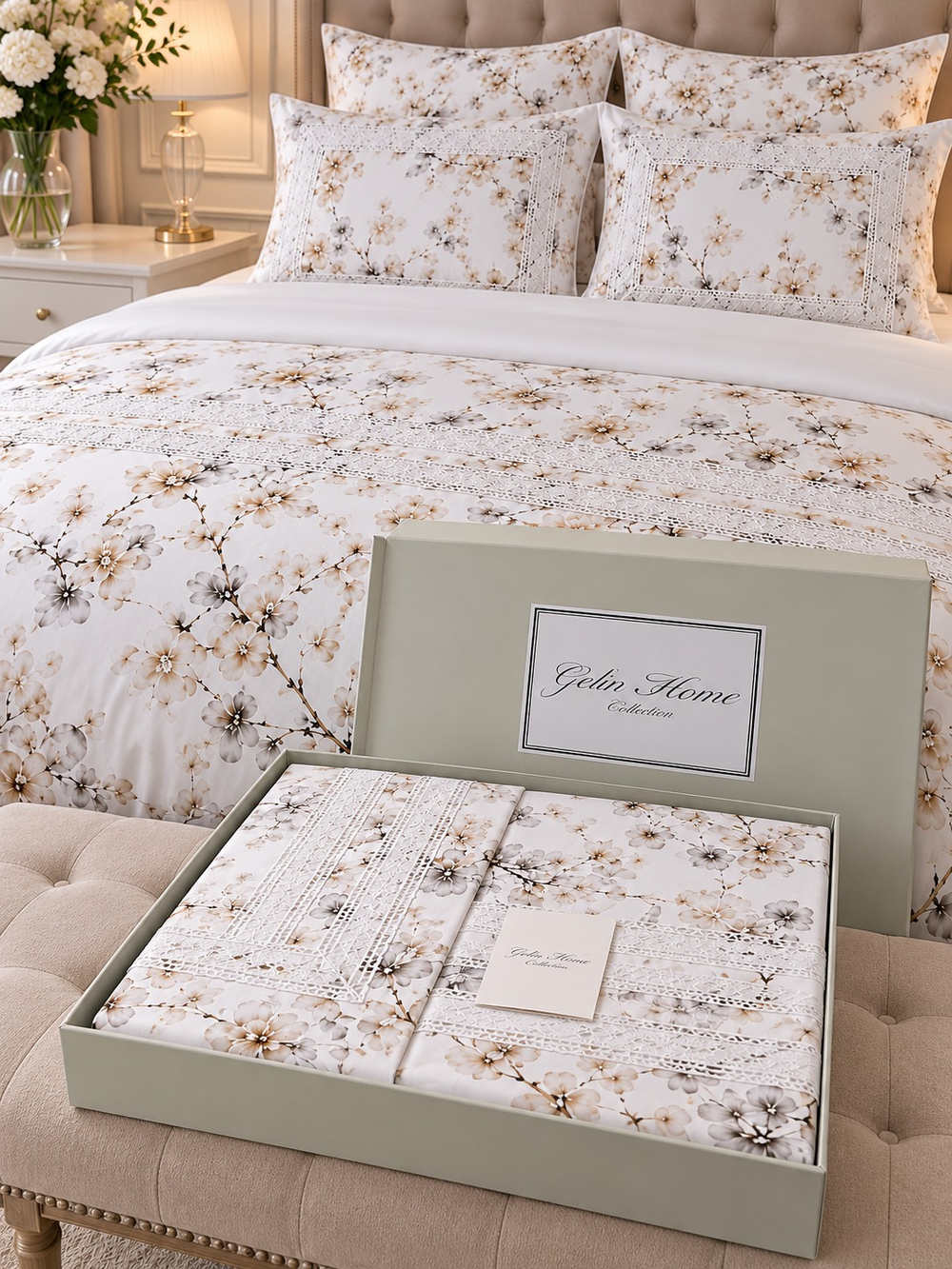 Gelin Home КПБ 6 пр. EBRU бежевый цвет пододеяльник 200*220, простынь 240*260, наволочки 50*70 2шт, декоративные наволочки 50*70 2шт GLNN546 — фото 7