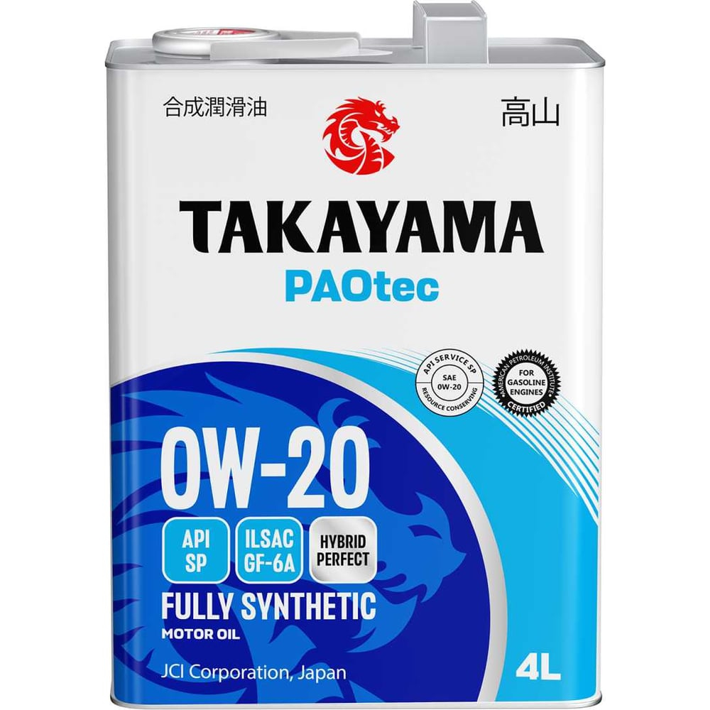Масло моторное Takayama PAOtec 0W-20 GF-6A SP 4л (металл) Takayama 101140