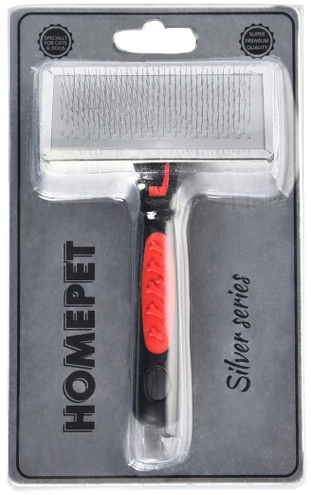 Пуходерка для животных, металлическая, размер M, 14х9 см, Homepet Silver Series