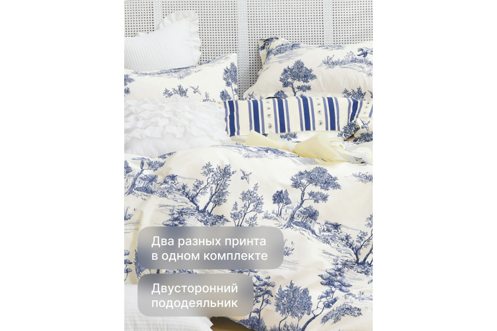 Постельное белье GoodNight Сатин Делюкс В113 с компаньоном евро (с нав. 50х70)