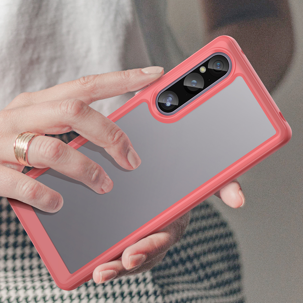 Чехол противоударный с защитными рамками красного цвета для Sony Xperia 1-5 Марк 5 с 2023 года, мягкий отклик кнопок