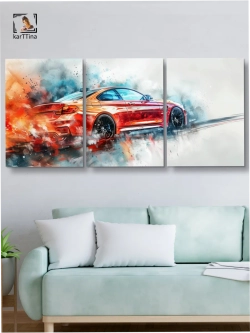 Картина Красный дрифт модульная 50x70см 3шт.