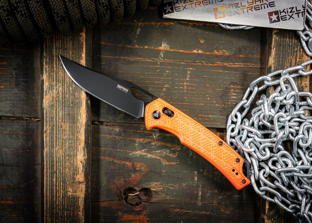 Складной нож SRM 9201-PJ BlackWash сталь 8Cr13MOV рукоять Orange FRN