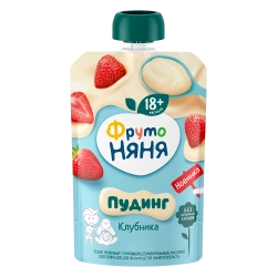 Фрутоняня пауч пудинг молочный с клубникой 90 г с 18 месяцев