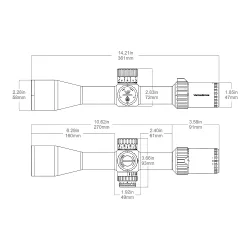Прицел Vector Optics Tauron (Taurus) HD MIL 6-24x50 FFP PRS, SF,VTA-3 (MIL) - чертеж с габаритными размерами