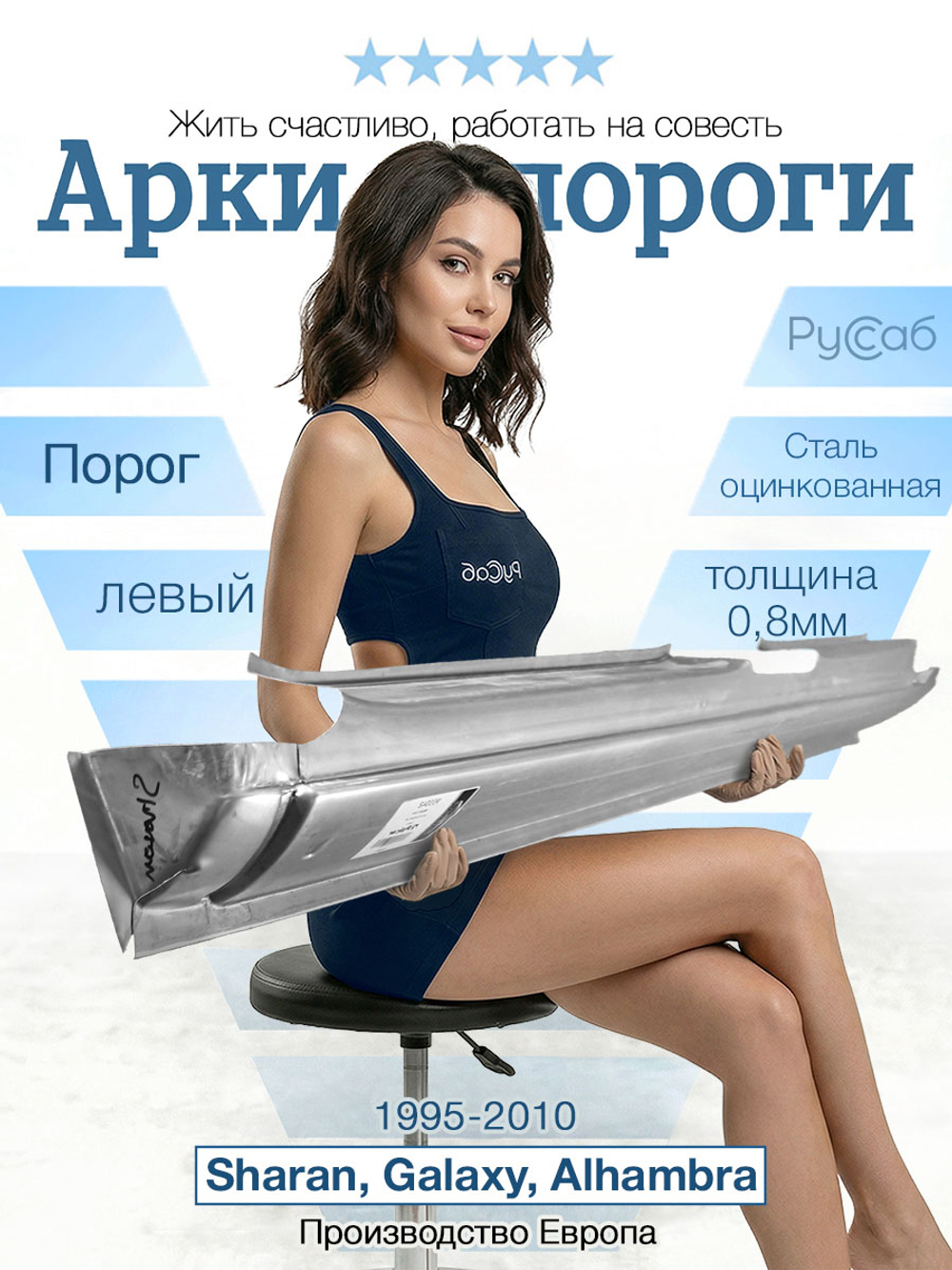 Порог левый VW Sharan, Ford Galaxy, Alhambra 1995-2010 (Potrykus)