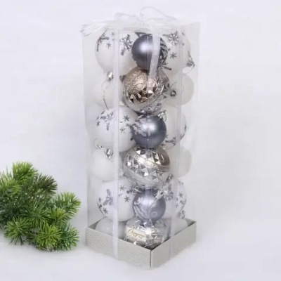 Набор шаров «Snow shine» 7 см + 5 см (24 предмета), Графит/Белый