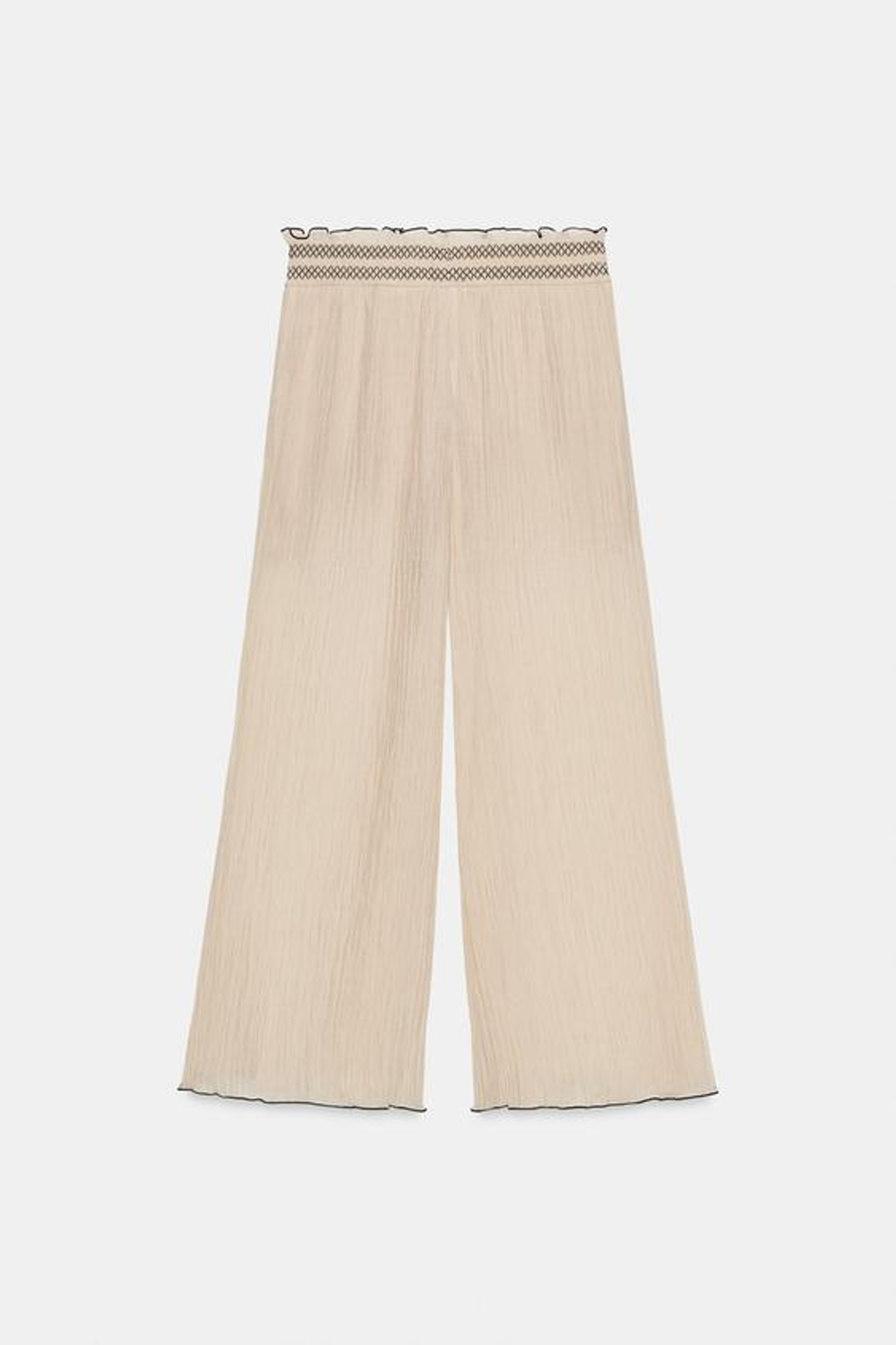 ZARA БРЮКИ-КЮЛОТЫ С КОНТРАСТНЫМИ ШВАМИ, ПЕСОЧНЫЙ