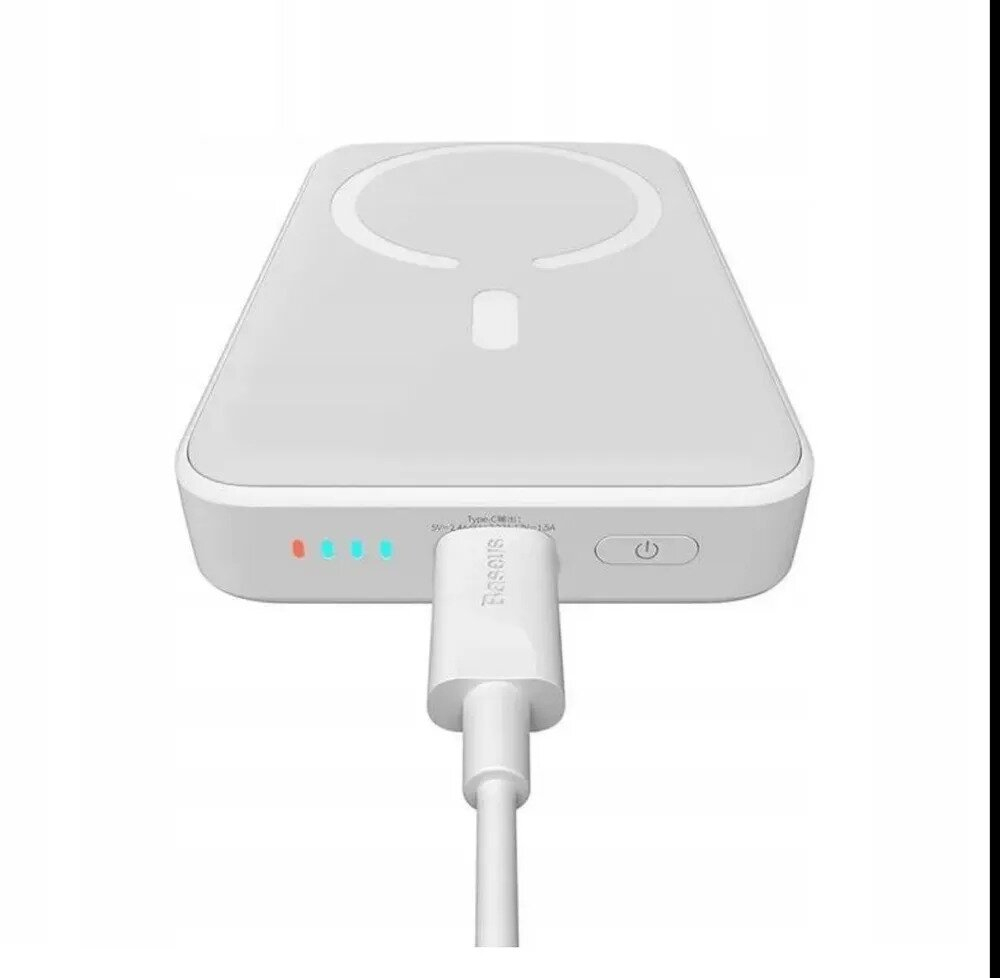Внешний аккумулятор с магнитом повербанк Power Bank 10000mAh 20W белый Magnetik Mini Wireless BASEUS