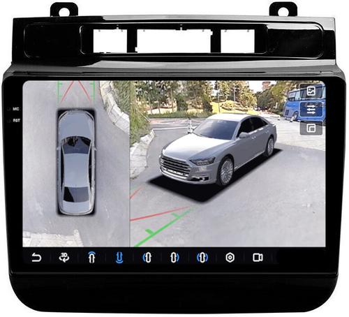 Магнитола для VW Touareg 2 2010-2018 (RNS850) - FarCar BX3027M-B-360 монитор 9.5" 2K QLED на Android 13, Быстрая, CarPlay, 4G SIM-слот, 4 камеры в комплекте