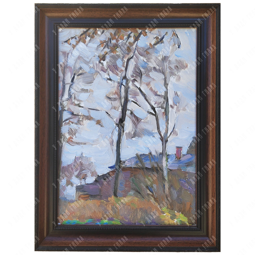 Динес Ю. С. Поздняя осень. Подсолнечная (Солнечногорск). Этюд. Картон, масло. 1956