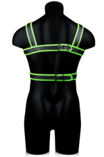 Стильная портупея Body Harness с неоновым эффектом - размер L-XL (Размер: L-XL) (Цвет: черный с зеленым)