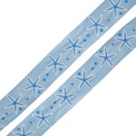 Лента атласная с рисунком 25.0 мм / 3 метра, Морская звезда (голубой), Globus