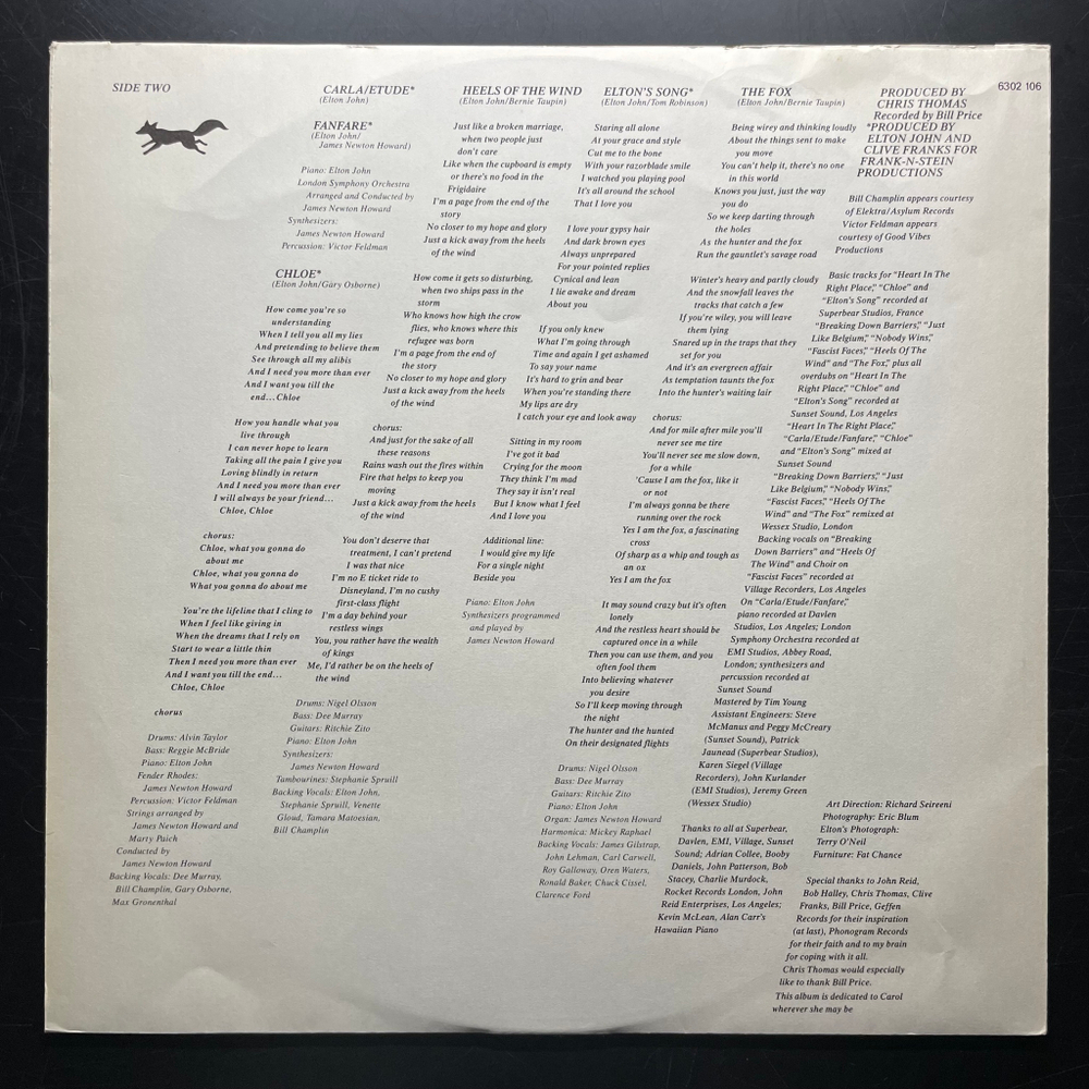 Elton John ‎– The Fox (Франция 1981г.)
