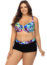 Раздельный купальник plus size: лиф и шортики (Размер: 95C/46) (Цвет: разноцветный)