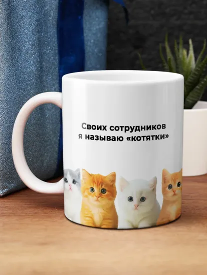 Кружка керамическая Своих сотрудников я называю котятки, 330 мл