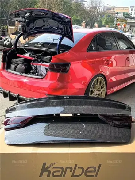 Карбоновая крышка багажника со спойлером для AUDI A3 & A3 S LINE & S3 & RS3 2014-2020 Sedan Ауди седан