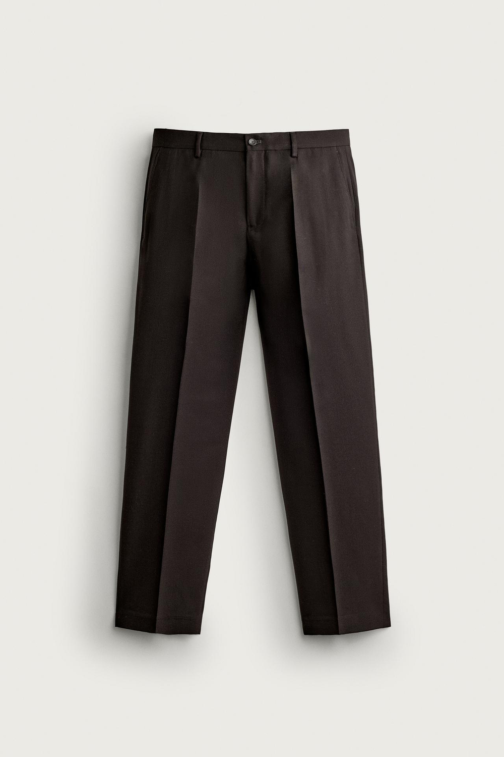ZARA КОСТЮМНЫЕ БРЮКИ ИЗ СМЕСОВОЙ ШЕРСТИ, КОРИЧНЕВЫЙ