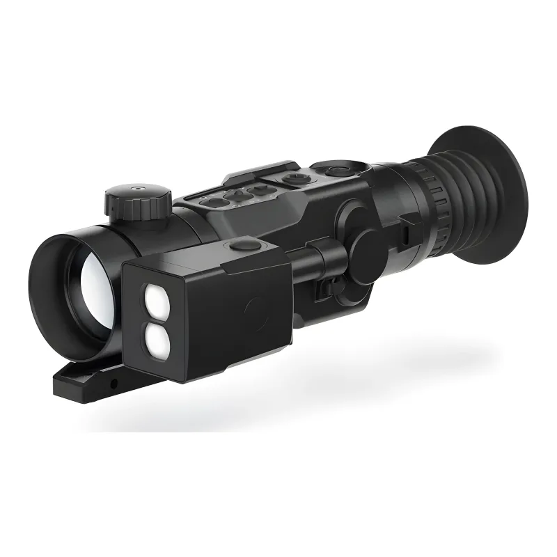 Тепловизионный прицел Dedal-T2.385 Hunter LRF (с дальномером) - вид спереди слева, открытый объектив