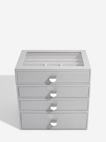 Органайзер для украшений и часов со стеклянной крышкой Stackers Classic Jewellery Box, 4 секции - White Pebble (White Pebble / серый / White Pebble / 500)