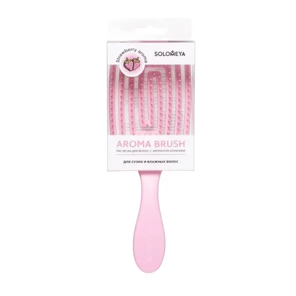 [SOLOMEYA] Расческа для сухих и влажных волос АРОМАТ КЛУБНИКИ лопатка Solomeya Wet Detangler Brush Paddle Strawberry, 1 шт.