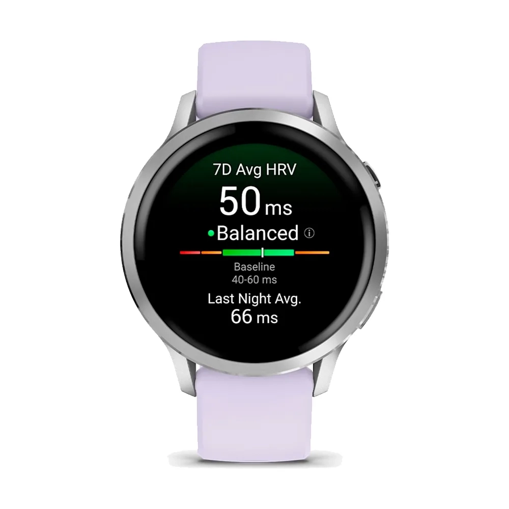 Умные часы Garmin Venu 4, 41mm, Silver with Periwinkle Silicone Band (010-03013-01)