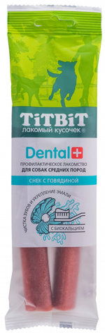 TitBit Снек Дентал+ с говядиной и биокальцием для собак средних пород