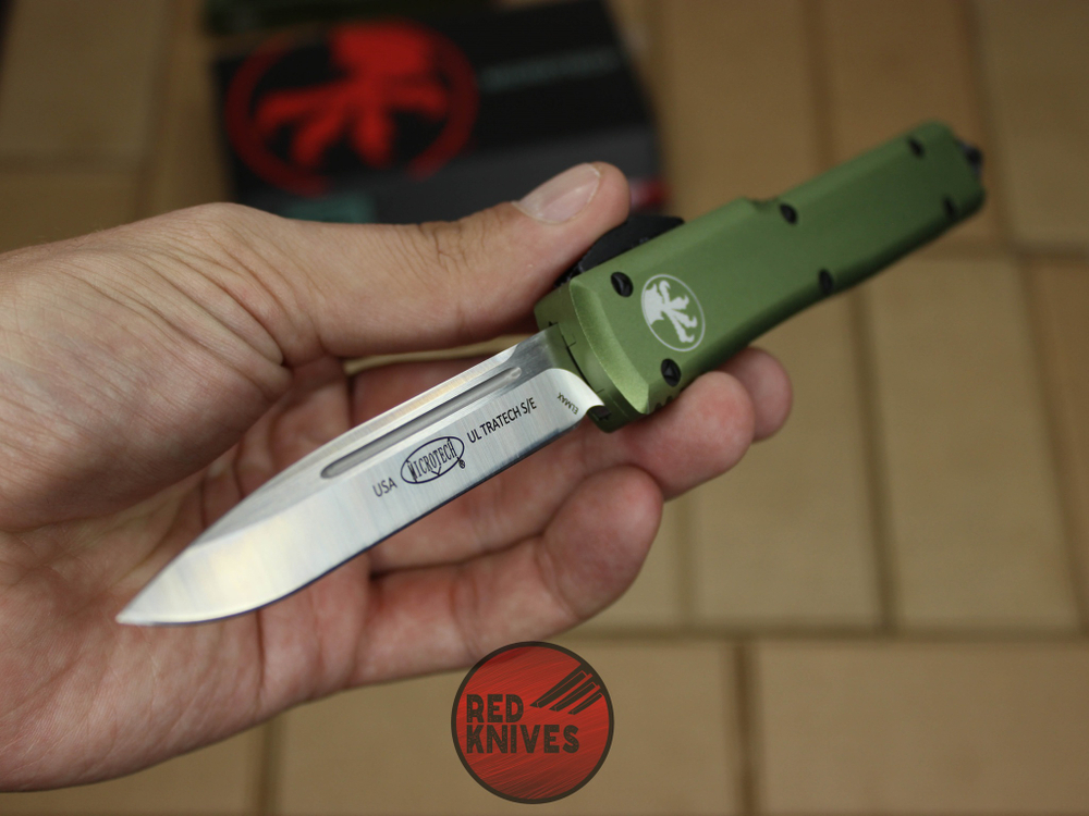 Нож Microtech Ultratech S/E - зеленая рукоять, стандартный сатин клинок RK-361