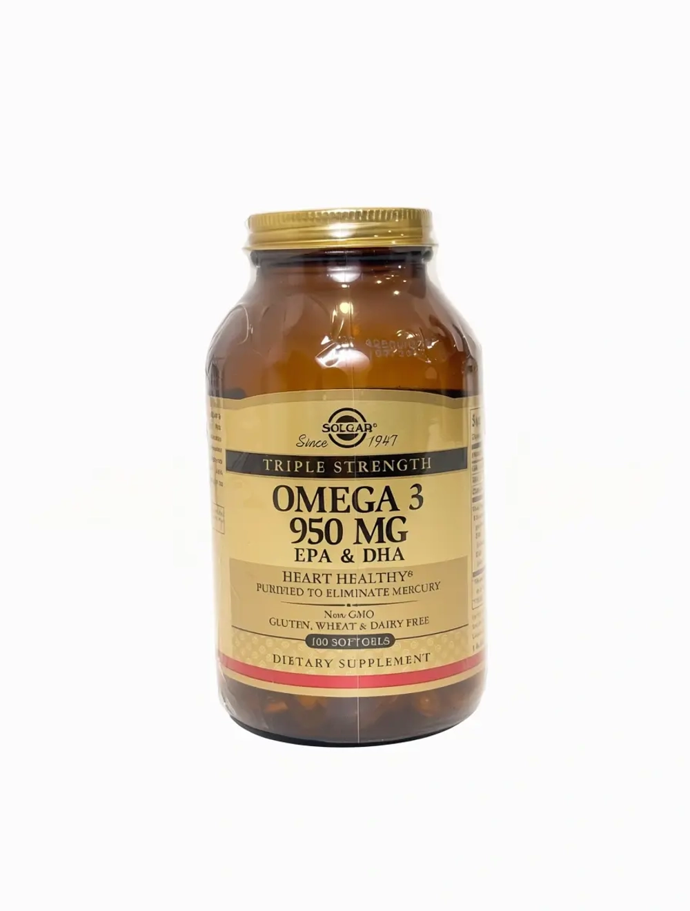 Solgar, Triple Strength Omega-3 950 mg, 100 Softgels | Тройная Омега-3 ЭПК и ДГК, 950 мг, 100 капсул