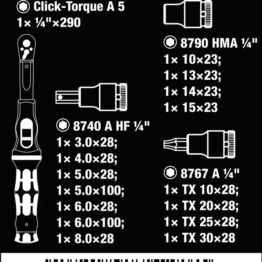 Набор для велосипедиста Torque 1, 2,5—25 Н·м, 16 предметов WERA 05004180001