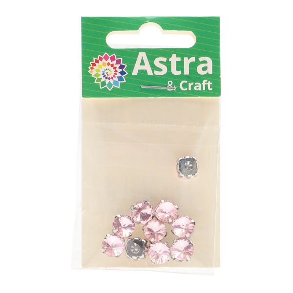 Хрустальные стразы в цапах круглой формы, розовый 8 мм, 10 шт. Astra&Craft, РЦ010НН8