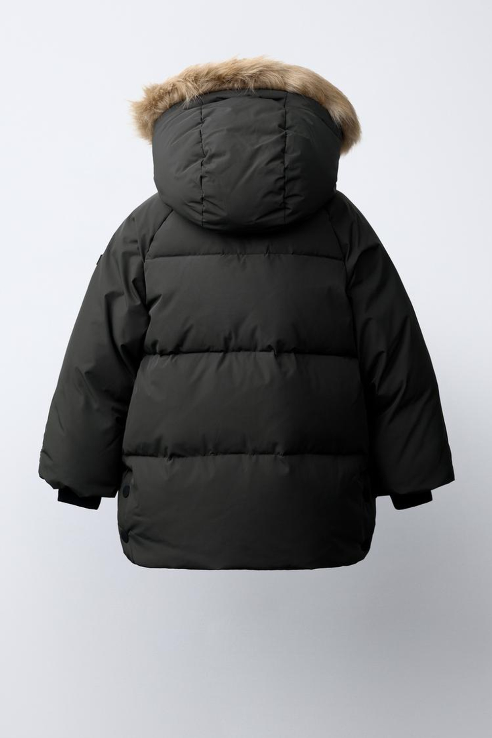 ZARA ВОДОНЕПРОНИЦАЕМАЯ И ВЕТРОЗАЩИТНАЯ ПУХОВАЯ КУРТКА С КАПЮШОНОМ, ЧЕРНЫЙ