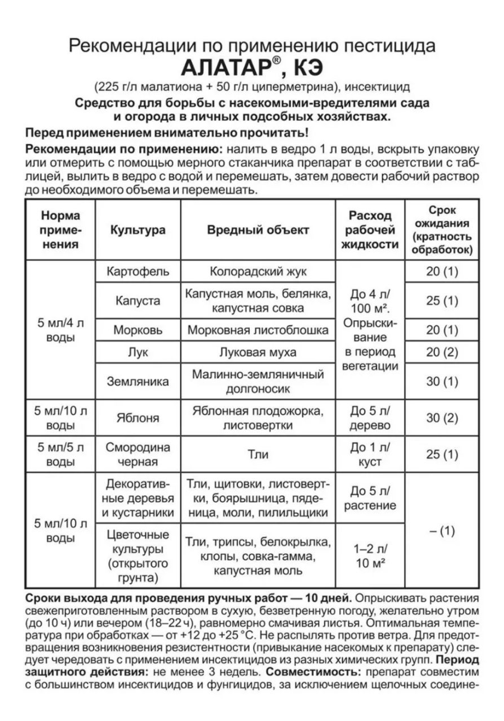 Средство от вредителей "Алатар", 25 мл