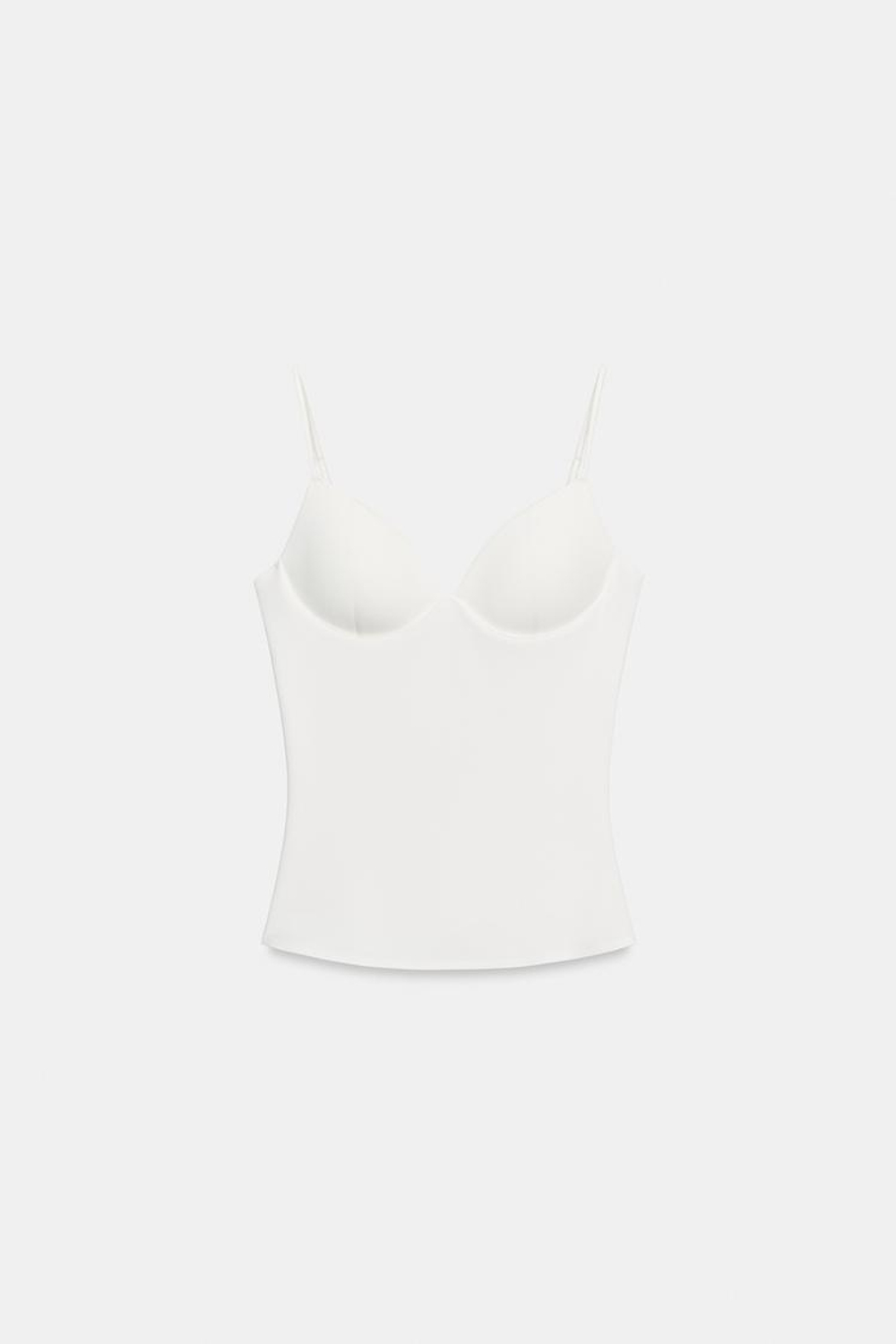 ZARA ТОП ИЗ СМЕСОВОГО ПОЛИАМИДА, БЕЛЫЙ