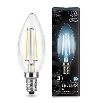 Лампа Gauss LED Filament Свеча E14 11W 750lm 4100К 103801211