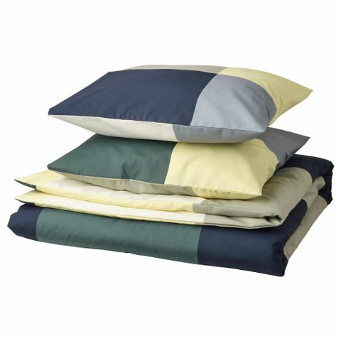 Комплект постельного белья IKEA BRUNKRISSLA (БРУНКРИСЛА), Двуспальный, Разноцветный, 240x220, 50x80 см