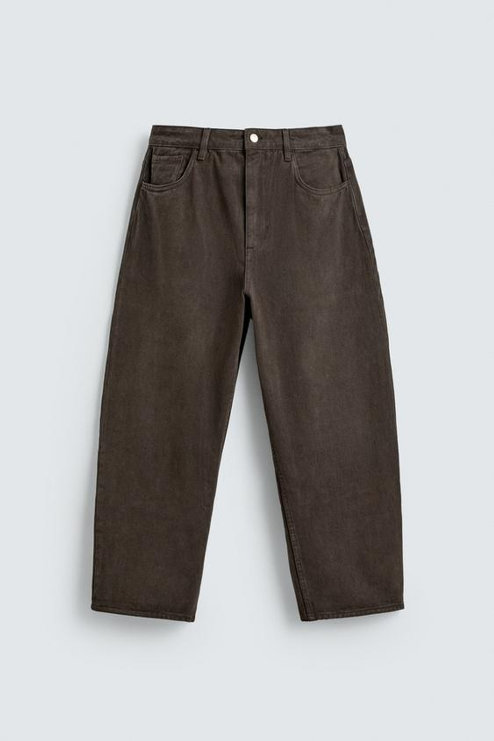 ZARA ДЖИНСЫ TAPERED WIDE FIT, КОРИЧНЕВЫЙ