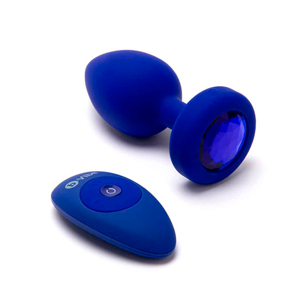 Вибрирующая втулка цвета синий сапфир b-Vibe Vibrating Jewel Plug L/XL BV-043-NAV