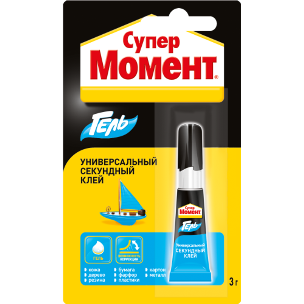 Клей Момент 874569 Супер гель 3 гр блистер шоу-бокс | Клеи бытовые и универсальные