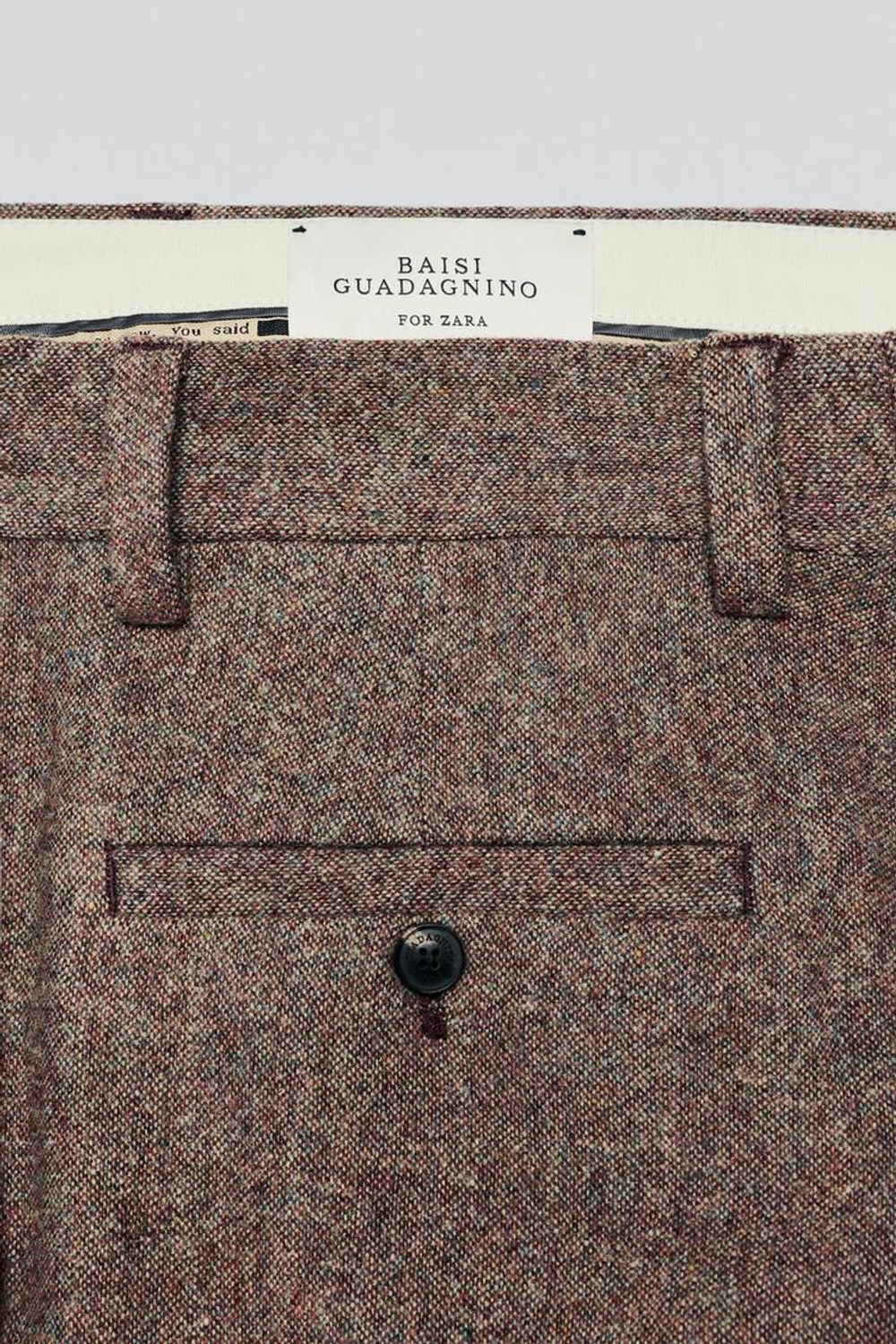 ZARA X BAISI GUADAGNINO КОСТЮМНЫЕ БРЮКИ ИЗ 100% ШЕРСТИ, БУРГУНДИ