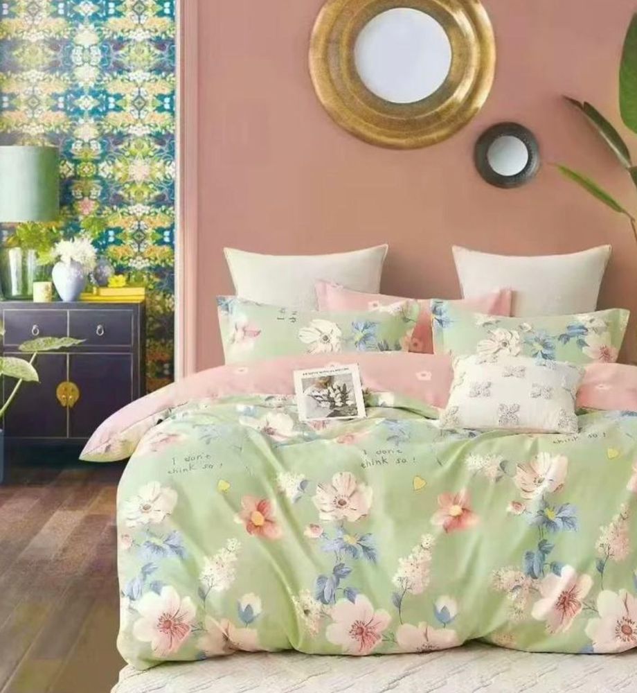 ZEPHYR HOME Двуспалка Фланель зеленый цветы