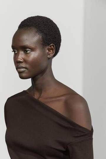Massimo Dutti Футболка с драпировкой на плече, коричневый