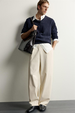 ZARA ТРИКОТАЖНЫЕ БРЮКИ BALLOON FIT, ЭКРЮ