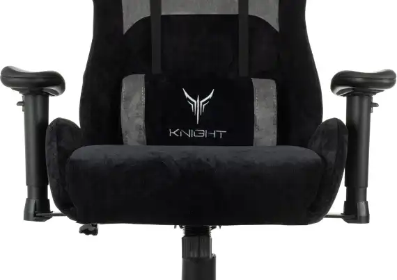 Кресло игровое Knight Flame черный/серый с подголов. крестов. пластик