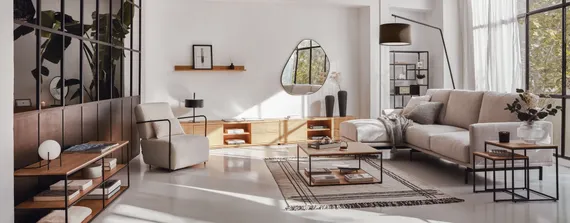 Abilen Полка из шпона дуба и белого лака 120 x 15 см