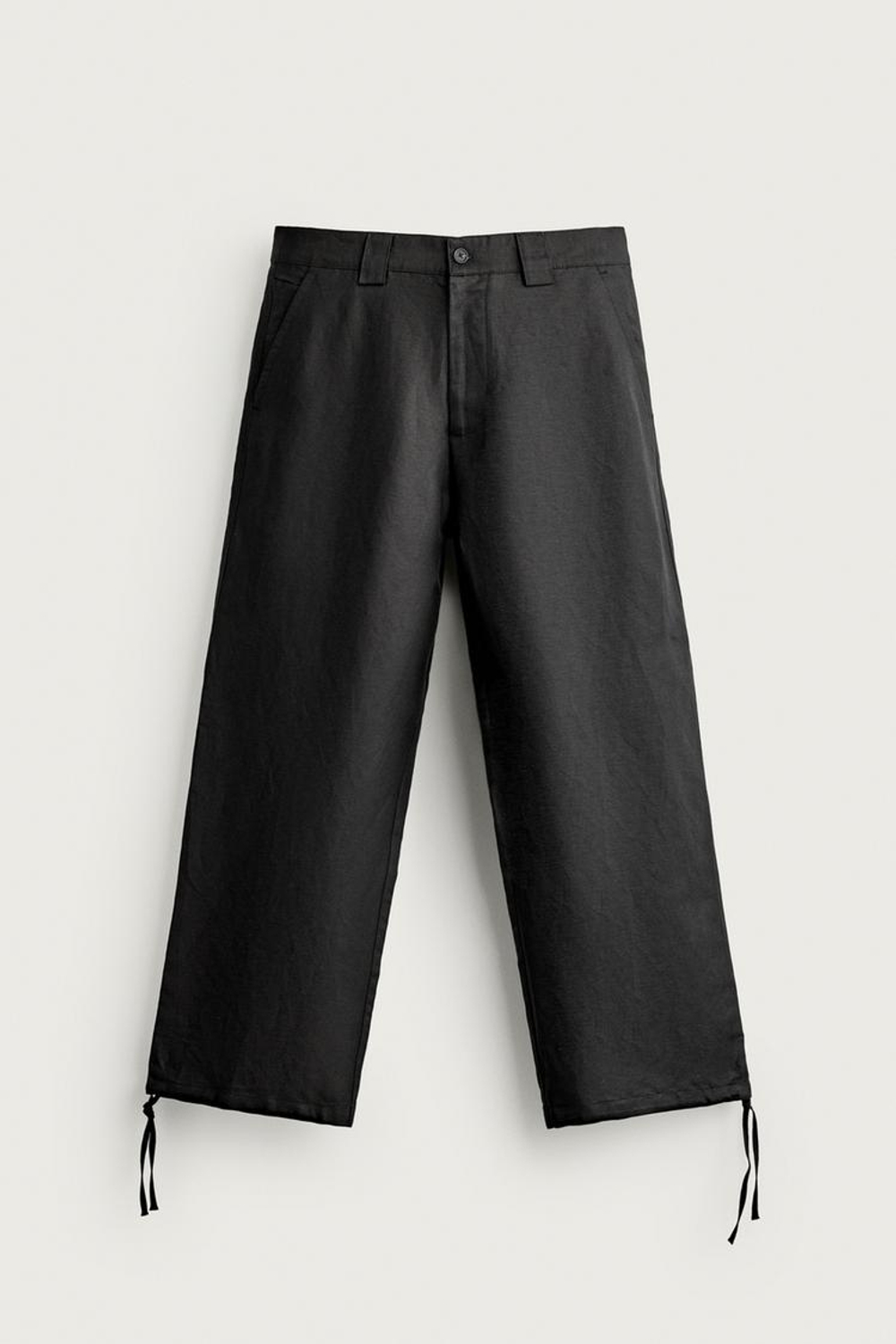 ZARA БРЮКИ RELAXED FIT ИЗ ЛЬНА И ВИСКОЗЫ, ЧЕРНЫЙ