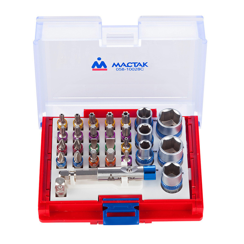 Набор вставок (бит) 1/4", TORX, HEX, Pozidriv, Phillips, Slotted, 28 предметов МАСТАК 058-10028C